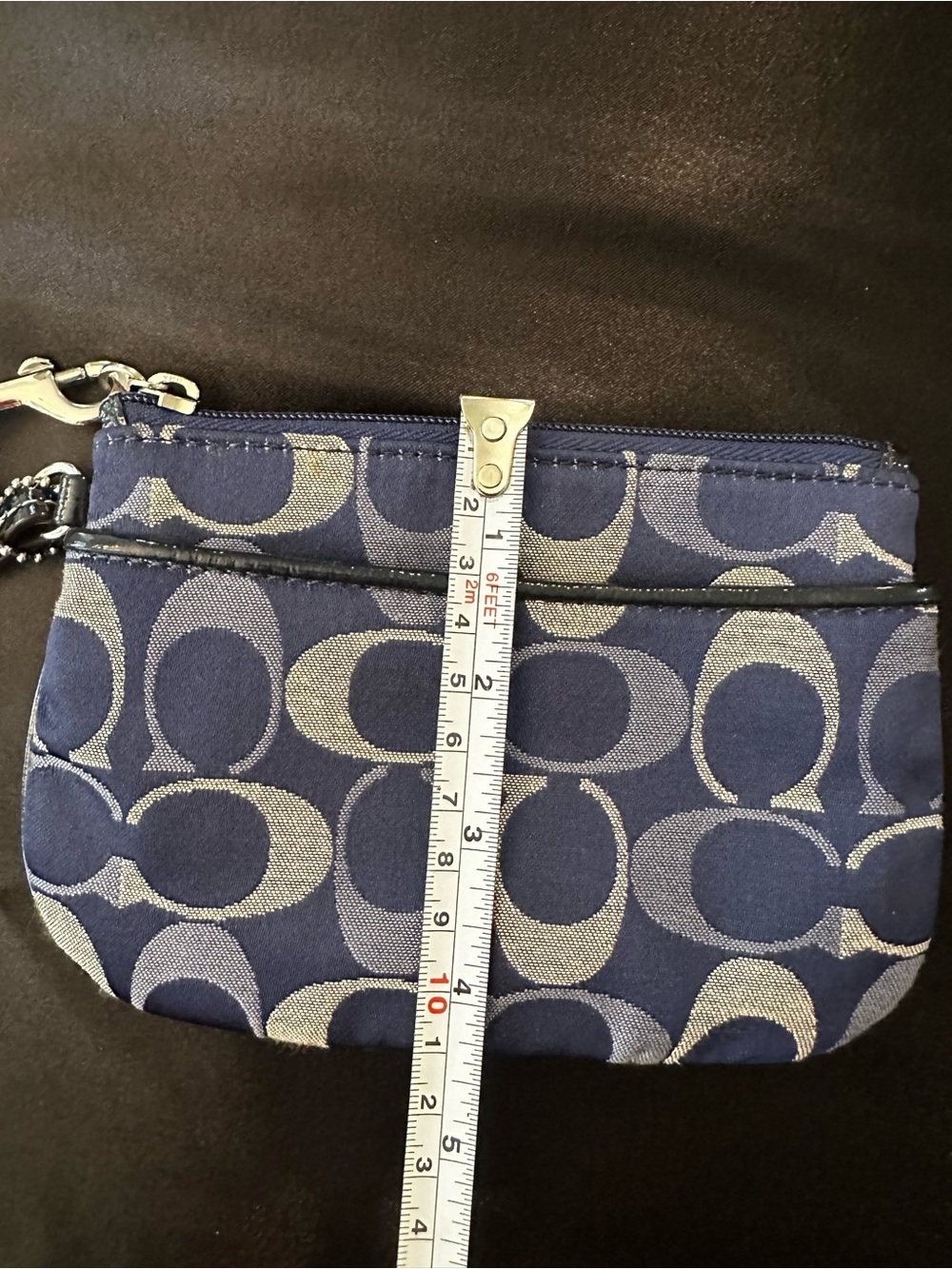 Coach Navy and Silver Signature Charm Wristlet - Picture 7 of 8